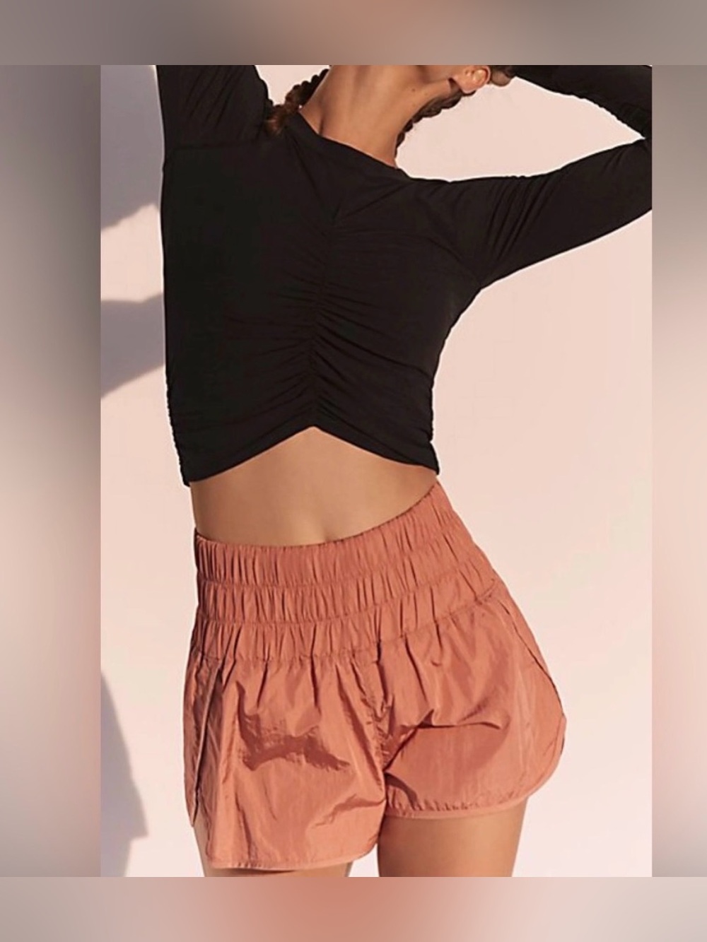 Free People Copper Ruched Shorts